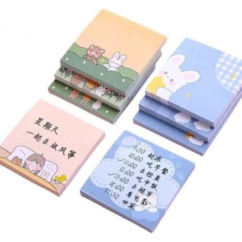 4 Pcs New 80 Sheets Ins Retro Kawaii Cartoon Cute Girl Notes Learning Stationery Children Gift Note Paper