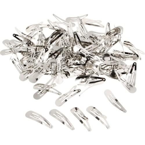 100 Pieces Snap Hair Clips Metal Barrettes Slide for Baby Girls Women Accessories 50 mm