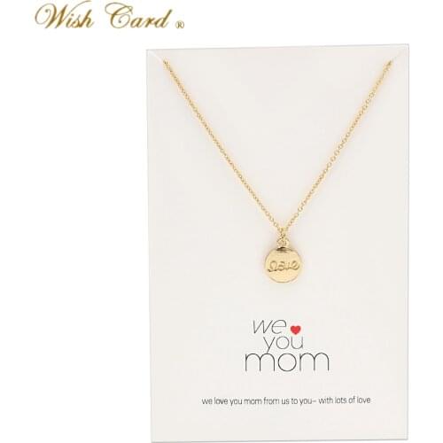 Wish Card Fashion Nameplate With Text Charm Link Chain Necklace Love Pendant Two Colors Jewelry for MOM Women Party Gifts CN160