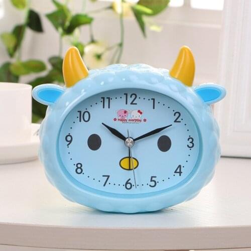 Cartoon Alarm Clock Children Table Study Clock Bedroom Bedside Wake Up Silent Night Light Simple Clock Children Room Decoration