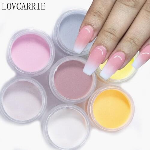 LOVCARRIE 1 Jar Acrylic Powder Supplies Nail Dipping Powder Glitter Nude Pink Clear Crystal Polymer Pigment Acryl for Nails10ML