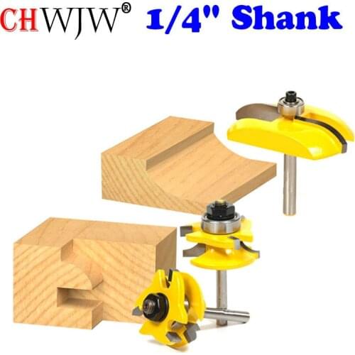 3pcs 1/4" Shank Round Rail & Stile Router Bits Set Cove Raised Panel Tools Wood Cutting High Quality Wooden CNC endmill