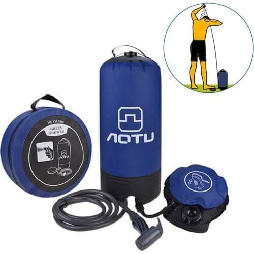 11L Inflatable Shower Bag With Foot Pump Pressure Bathing Water Bags PVC Outdoor Beach Shower Portable Camping Shower Water Bag