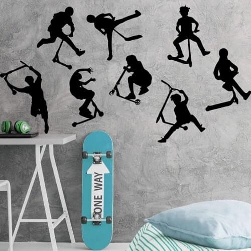 Stunt Scooter Wall Stickers Boy Room Kids Room Posters Bicycle Sport Wall Decal Bedroom Vinyl Decoration Wallpaper