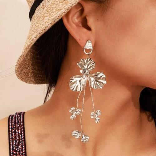 New Fashion Personality Alloy Leaf Long Tassels Dangle Earrings for Women Jewelry Gifts