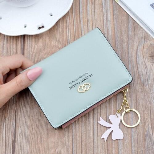 2021 New Womens Leather Wallet Short Cute Small Bifold Compact Credit Card Holder Purse for Women with ID Window Zipper Pocket