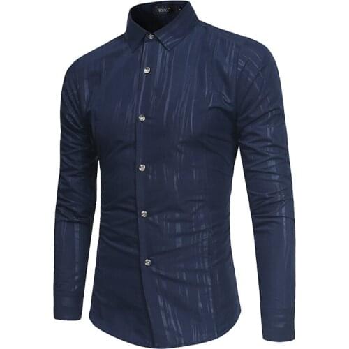 Spring and summer new mens brand British fashion dark print long-sleeved Slim shirt high-quality business casual dress shirt JK