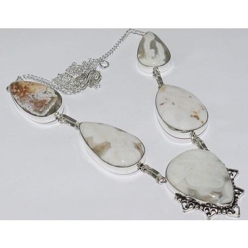 Ocean Jaspers Necklace Silver Overlay over Copper , 55.5 cm, N2196