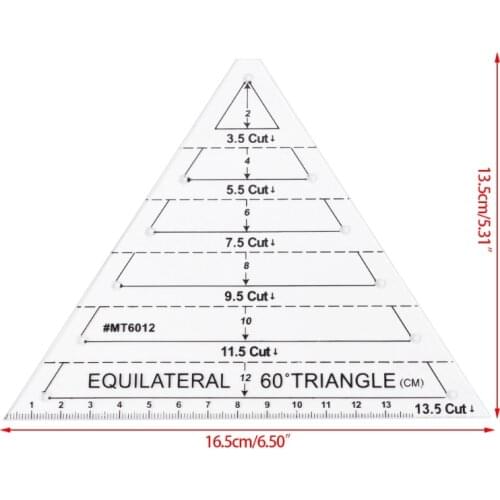 P15D 60 Degree Equilateral Triangle Quilting Ruler Template DIY Sewing Craft Tool
