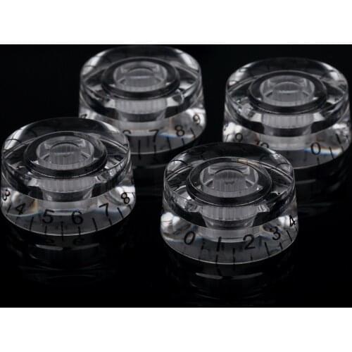 Musiclily Metric 6mm Plastic LP Style Guitar Speed Control Knobs, Transparent with Black Number (4 Pieces)
