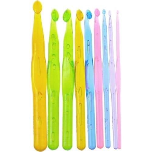 Useful Multi-color Plastic Craft Knit Crochet Hooks Knitting Needles Weave Craft 9 Pcs/set