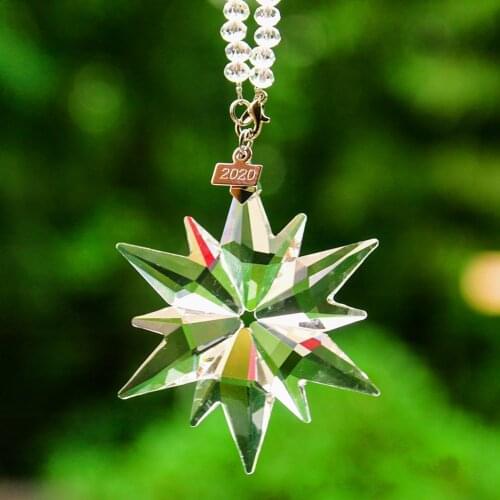 Transparent Crystal Snowflake Car Pendant Car Suspension Ornament Suncatcher Crystal Prisms Christmas Gifts Hanging Car Decor