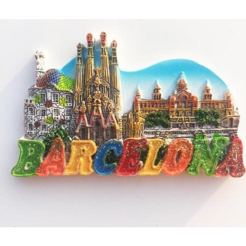 QIQIPP Barcelona, Spain landmark building tourism commemorative decoration crafts magnetic refrigerator magnet