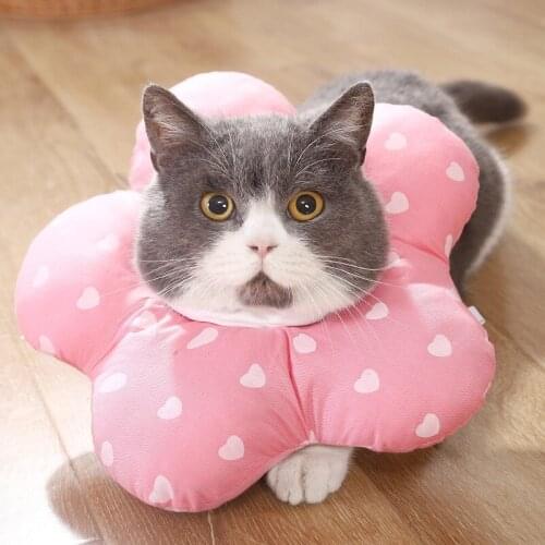 Adjustable Cat Recovery Collar, Waterproof Neck Elizabethan Cone After Surgery, Wound Healing Protective Soft Edge for Pets