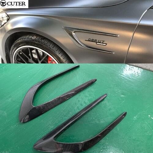 W205 C300 Coupe Carbon Fiber Auto Car front Side Fender Air Vents Trim Fender for Benz W205 car body kit 15-18