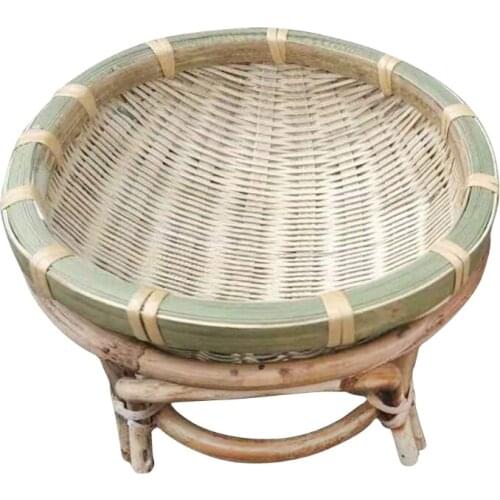 X7AB Mini Tricycle Rattan Woven Fruit Basket Bamboo Handmade Wicker Storage Basket for fruit Food Bread Organizer Art Crafts
