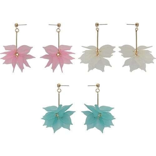 Fashion Jewelry Korean Romantic Crystal Lotus Drop Earrings Lovely Flower Gold Color Rhinestone Long Earrings for Women Girls