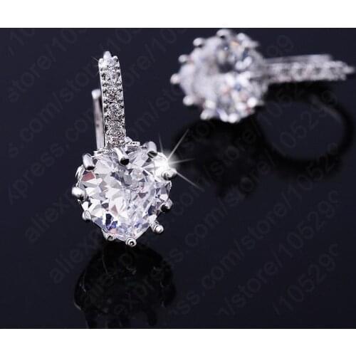 Luxury Colorful Heart Band Real Pure 925 Sterling Silver Jewelry Cubic Zirconia Stone Earrings Fashion Women Favourites