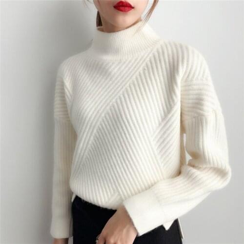 Womens Winter Casual Turtleneck Sweater 2020 Autumn Thick Loose Long Sleeve Female Streetwear Pullover Fashion Knitted Sweater