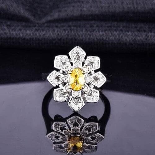 WEGARSTI Real 925 Sterling Silver Flower Zircon The Engagement Rings For Women Wedding Anel Aneis Fashion Party Personalized