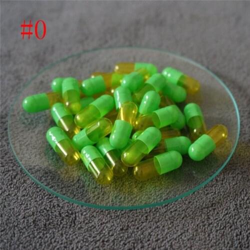 0# 1000~10000pcs 0 size Light Green-clear yellow High quality joined or separated capsules hollow gelatin capsules