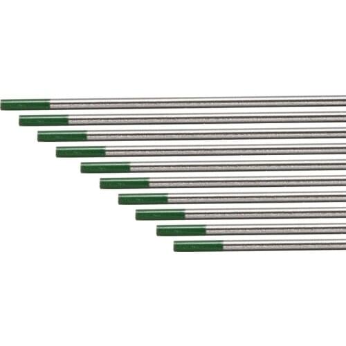 10Pcs For AC Tig Welding Pure Tungsten Electrodes WP Green Tip 2.4mm*150mm