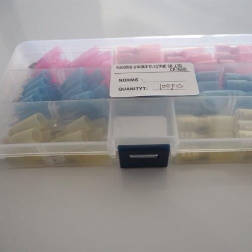 100 Pcs Female/Male Spade Heat Shrink Insulated Electrical Crimp Terminal Connectors Free Shipping