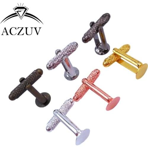 200piece 6mm 8mm 10mm 12mm Glue Pad Screw bar Cuff Link Bezel Blank Cufflinks Findings Cabochon Cameo Settings Accssories