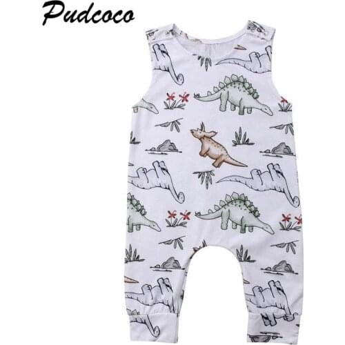 2019 Brand Newborn Baby Boy Girl Dinosaur Romper New Summer Cotton Cute Sleeveless Jumpsuit Playsuit Clothes Outfit Sunsuit