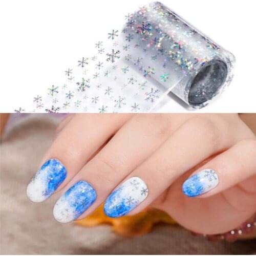4cm*120m Christmas Snowflake Holographic Nail Foils Christmas Winter Nail Art Transfer Foil Sticker Paper Craft Decoration