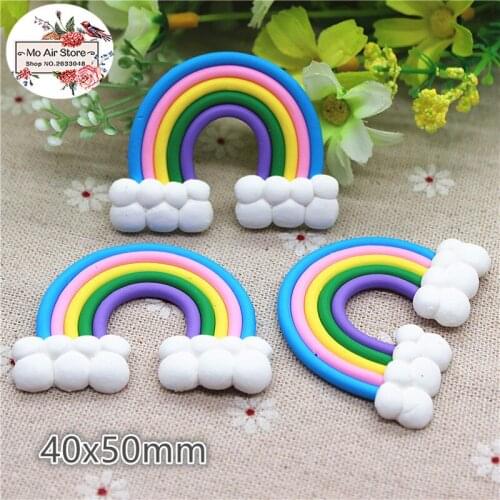5PCS polymer clay hand made rainbow Flatback Cabochon Miniature Food Art Supply Decoration Charm DIY Craft