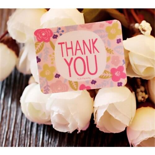 50sheets/450pcs-3*4cm Floral "Thank you" adhesive sticker DIY gift packaging seal label paper tag package decoration