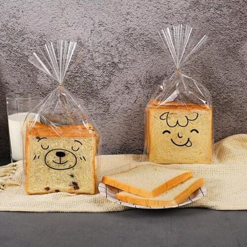 50pcs Plastic Transparent Bags For Toast Bread Food Cake Cookie Pastry Party Gift Packaging Bags Bakery Baking Accessories