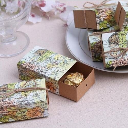 800pcs Casamento World Map Wedding Favor Boxes Wedding Candy Box Wedding Favors And Gifts Event & Party Supplies Straw F20173796