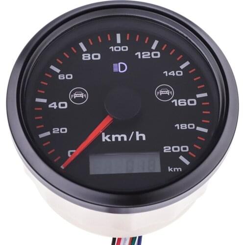 85mm GPS Speedometer 0-200 km/h With Blind Spot Detection Alarm OverSpeed Buzzer Alarm GPS Antenna Fit For Motorcycle