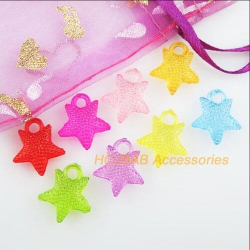 90Pcs Clear Mixed Plastic Acrylic Star Charms Pendants 15x17mm