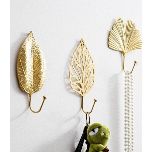 Metal Leaf Shape Hooks bathroom accessories key holder wall Door Purse hanger Coat Clothes Rack Home decorative hooks