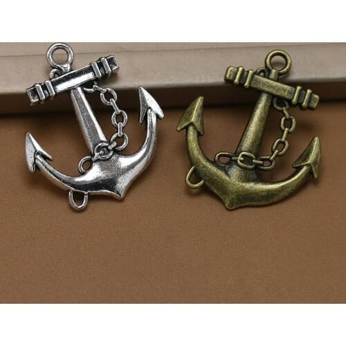 ANGRLY 10pcs 31*27mm Have Hook Up Alloy Alloy Pirate Decoration Anchors Folk-custom Handmade Accessories Christmas Party Gifts
