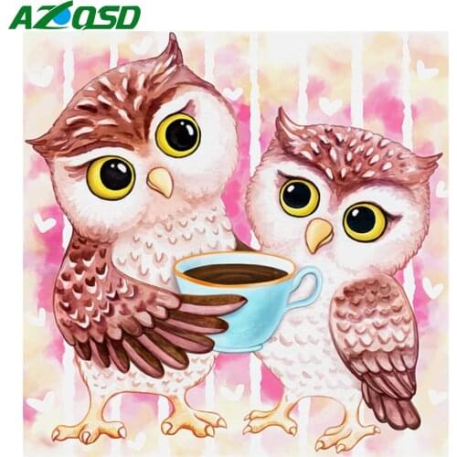 AZQSD Owl Diamond Painting Full Square Cartoon Handmade Full Square Drill Diamond Embroidery Animal Mosaic Home Decor Gift