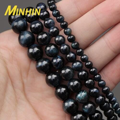 MINHIN AAA Natural Stone Beads Dark Blue Tiger Eye Beads for Jewelry Making 4/6/8/10MM Loose Beads DIY Bracelet Necklace