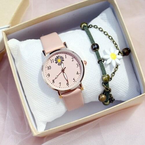 2020 Women Watch Casual Daisy Flower Ladies Wrist Watch Female Clock Leather Band Quartz Wristwatch reloj mujer relogio feminino