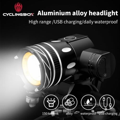 CYCLINGBOX Bicycle Light Range 300M USB Charge Flashlight Waterproof Zoomable Cycling Lamp For MTB Bike Accessories Headlight