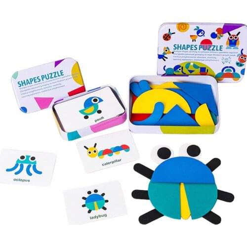 Wooden Toys 3D Animal Toddler Puzzles Wooden Jigsaw Puzzle Animal Shape Color Montessori Toy Early Educational Preschool Toys