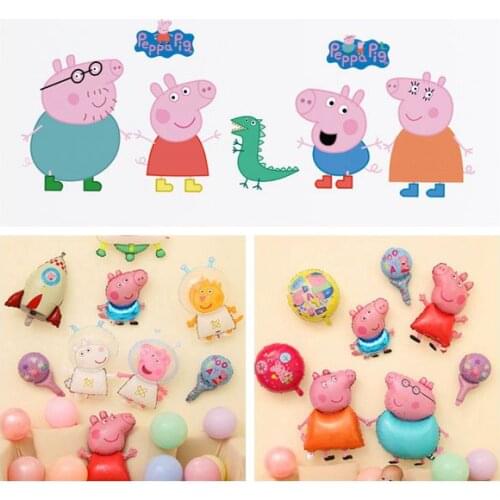 HOT Cartoon Peppa Pig Foil Balloons Birthday Number Candles Gift Diy Party Cup Cake Candle Party Decoration Supply wall stickers