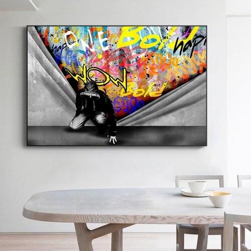Banksy Graffiti Wall Art Pop Street Art Abstract Colorful Canvas Print Posters Home Decor Graffiti Decor for Living Room Decor
