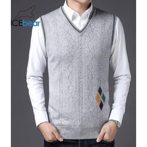 ICEbear 2021 new mens sweater vest fashion male business casual sweater brand clothing 1816