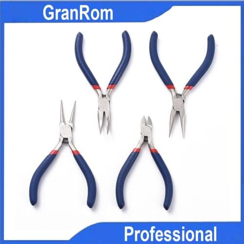 Jewelry Pliers 4pcs Kits DIY Handmade Jewelry Making Tools High Carbon Steel Curved/Needle/Round Nose Pliers