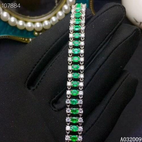 KJJEAXCMY fine jewelry 925 sterling silver inlaid natural emerald bracelet popular girl hand bracelet support testing