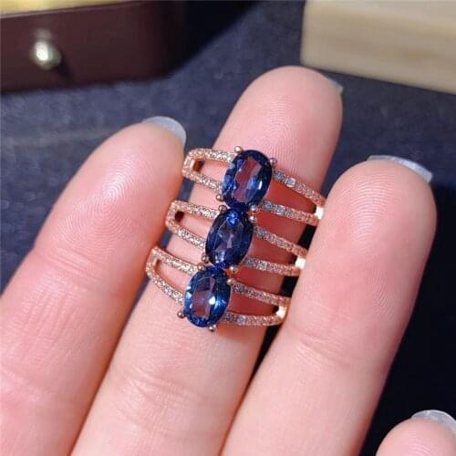 Natural Topaz Ring 925 Silver Womens Ring Luxury Atmosphere Fashion All-match