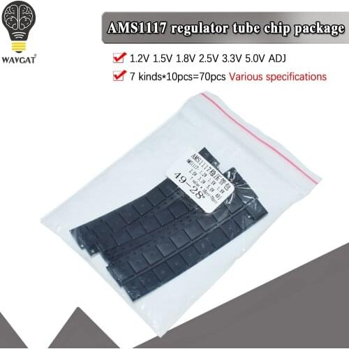 70PCS AMS1117 Voltage Regulator Kit 1.2V/1.5V/1.8V/2.5V/3.3V/5.0V/ADJ 1117 7 values Each 10PCS